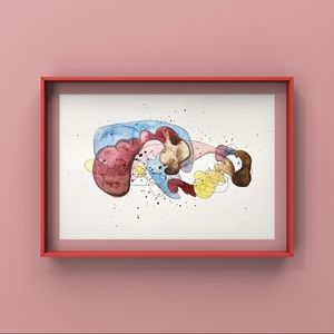 Original abstract water color painting wall art